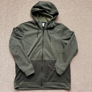 Like new. Mens XL Nike Dark Green and Black Hoodie Therma-fit jacket